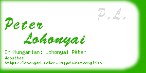 peter lohonyai business card